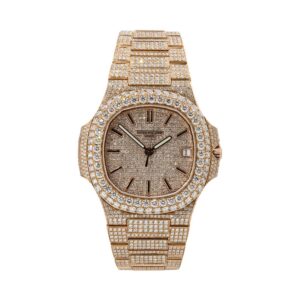 Patek Philippe Nautilus 5719 Rose Gold 18K Custom CVD Diamonds Watch 40mm